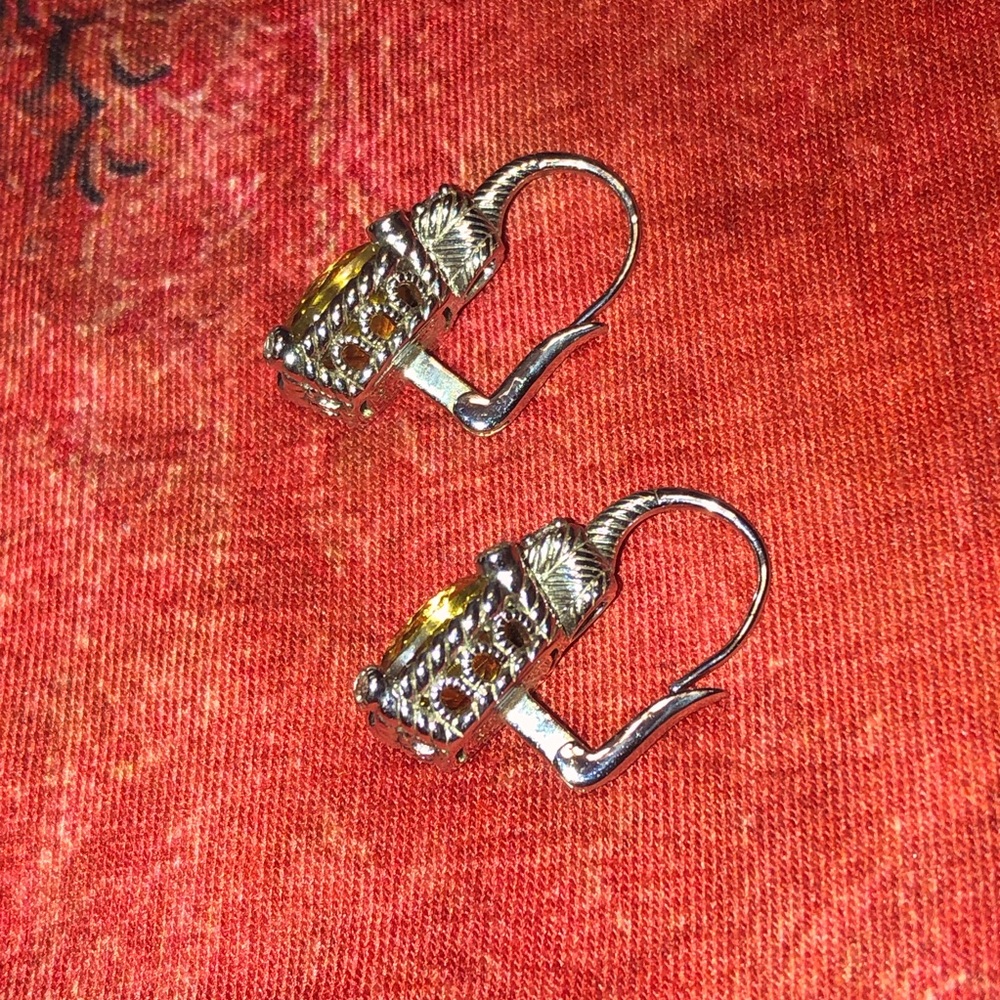 JUDITH RIPKA CANARY+DIAMONIQUE DROP EARRINGS SET IN 925 STERLING SILVER - Picture 7 of 13